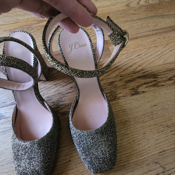 J. Crew "harlow" block heel gold lurex shoes size 6 1/2 - Picture 3 of 7